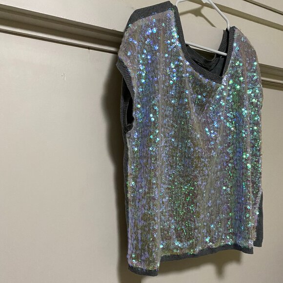 A.N.A. slight sleeve, sweater top w/front covered w/sequins, size 2X - Picture 3 of 9